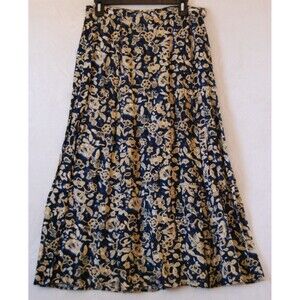 VTG Casual Corner 12 Skirt Floral Navy Boho Grunge Cottage Coquette Fairycore